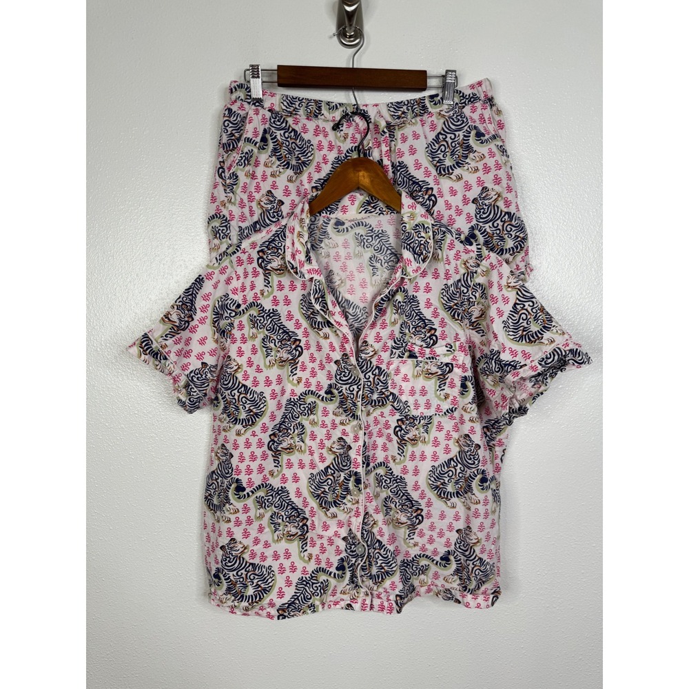 Printfresh Bagheera Short Sleep Set Pink Tiger Organic Cotton Pajamas Womens L
